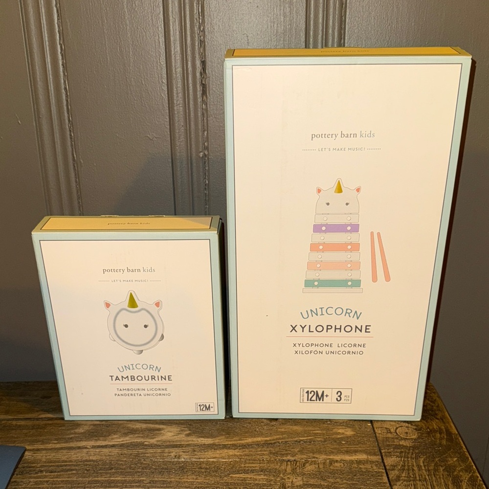 NIB Pottery Barn Kids Unicorn Musical Set with Pastel Colors